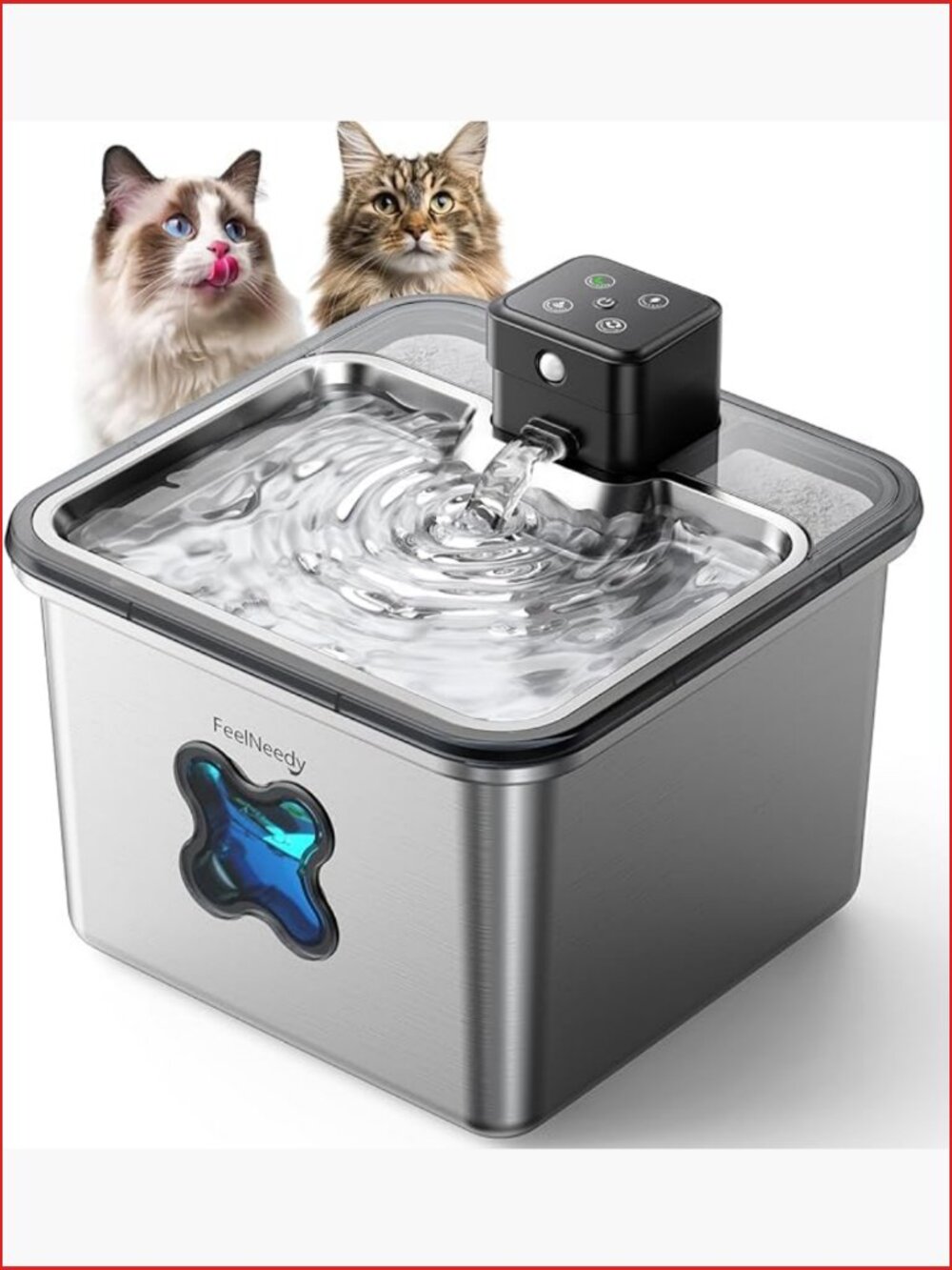 Cordless Cat Water Fountain with Visual Filter Stainless Steel 3.2L Battery
